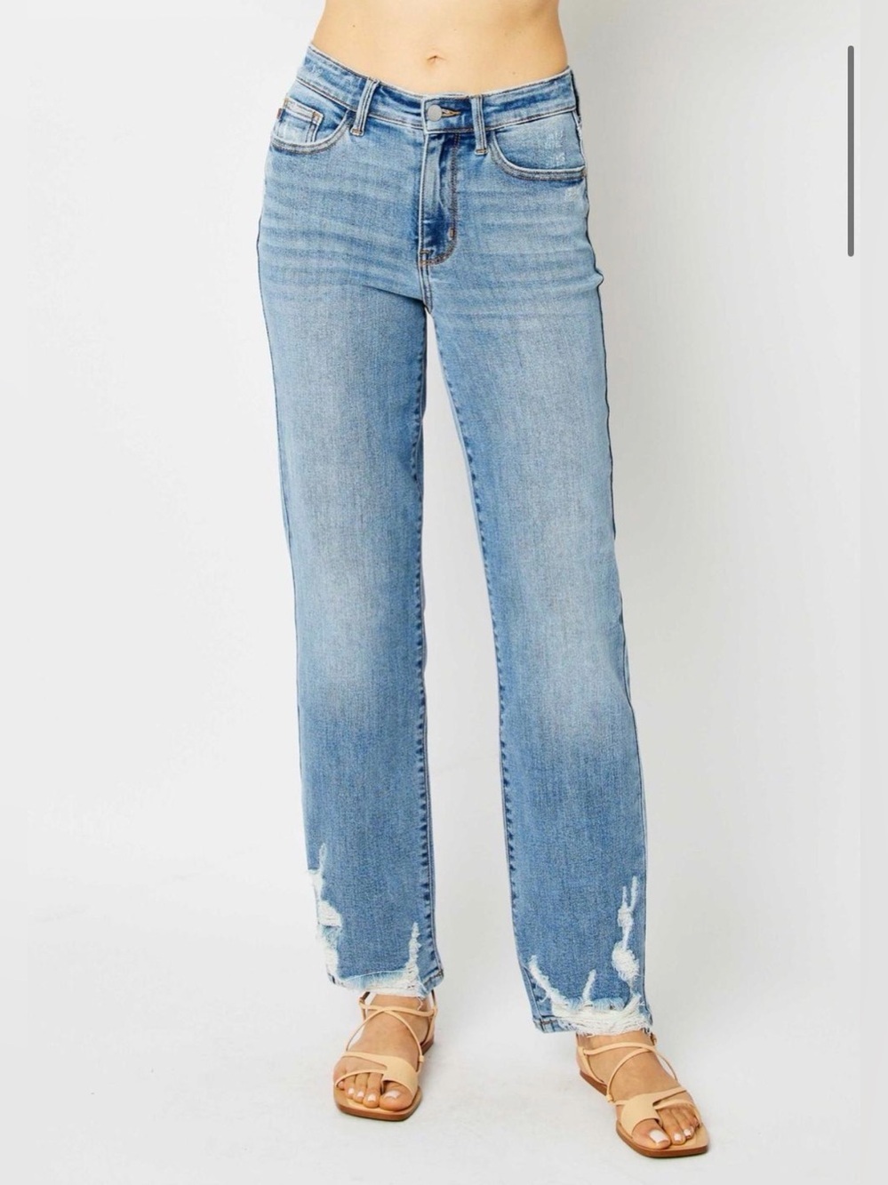 Judy Blue High Waist Heavy Destroy Straight Denim Jeans Size 1/25 NWOT